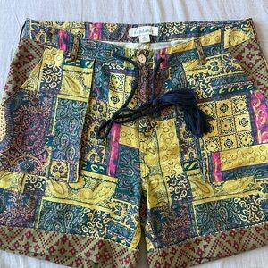 Sundance Women’s Linen Cotton Multicolor High Waisted Multicolor Shorts Size M